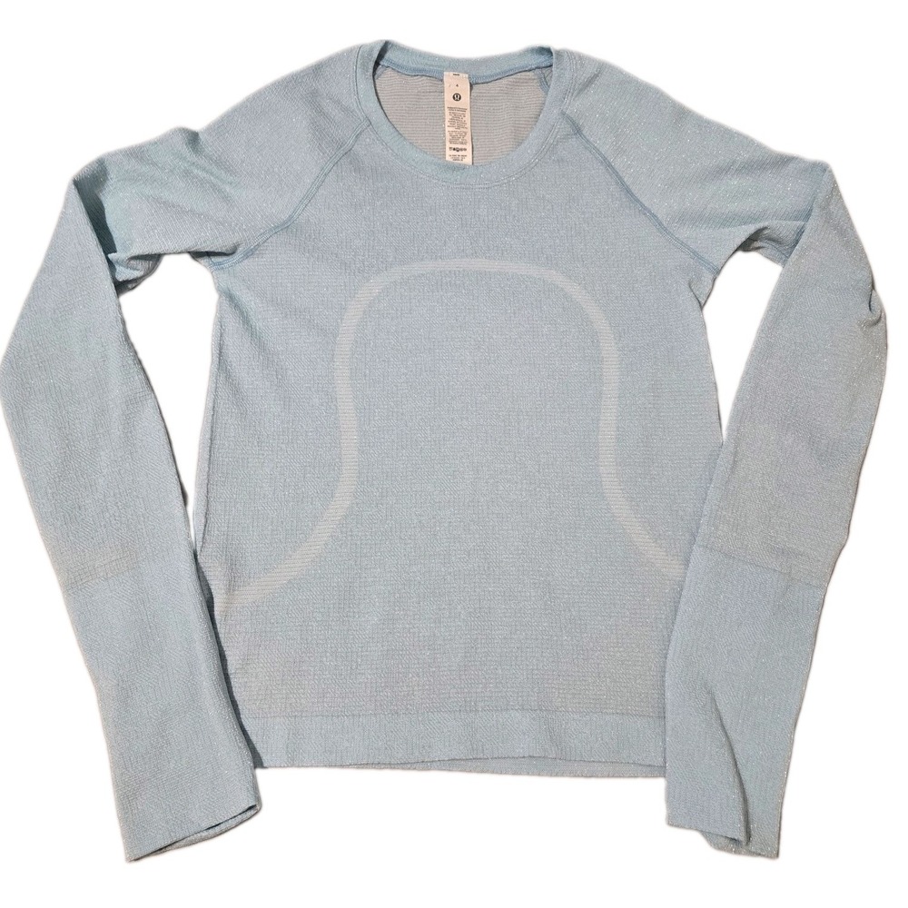 Lululemon Tech 2.0 Long Sleeve Glittering Blue Chill Thumbholes Size 4